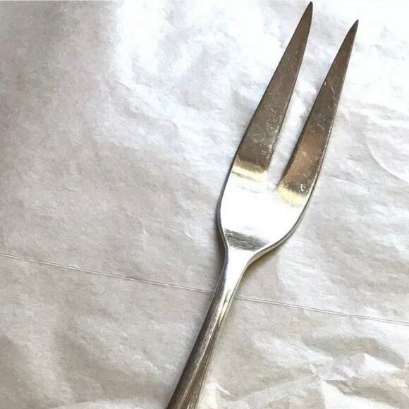 Gorham Silverplated cold meat fork Flower Song 1955 2 tines mid retro pattern - Picture 7 of 8